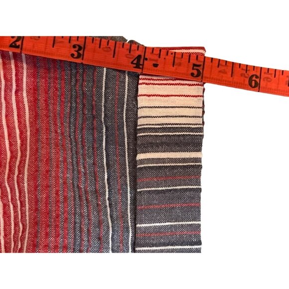 NWT Keren Hart Womens Striped Short Sleeve Shirt Large Red/Blue Cotton Button - Picture 14 of 16